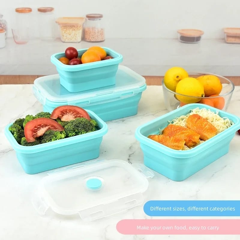 Silicone Foldable Box Food Storage Containers With Lids