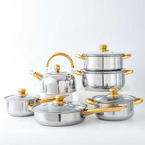 12-Piece Stainless Steel Pot Set With Kettle Non-Stick Cookware - SAFARA